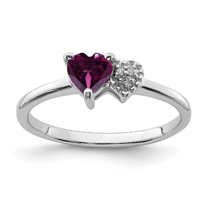 Women’s affordable rings-Curata 925 Sterling Silver Polished Rhodolite Garnet and Diamond Ring