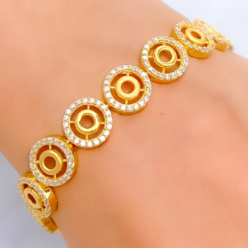 Women’s gold bracelets-Vibrant Ethereal 22k Gold CZ Bracelet