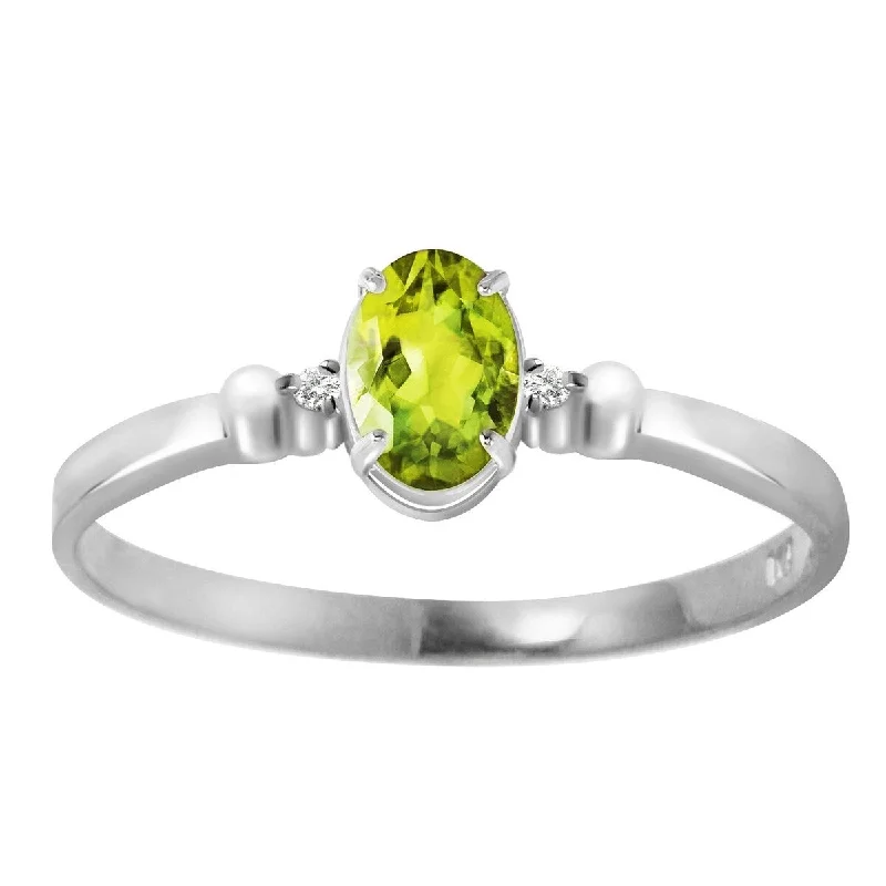 Women’s luxury diamond rings-14k Solid Gold Green Peridot Gemstone Ring w/ Diamond Accents 0.46 ct