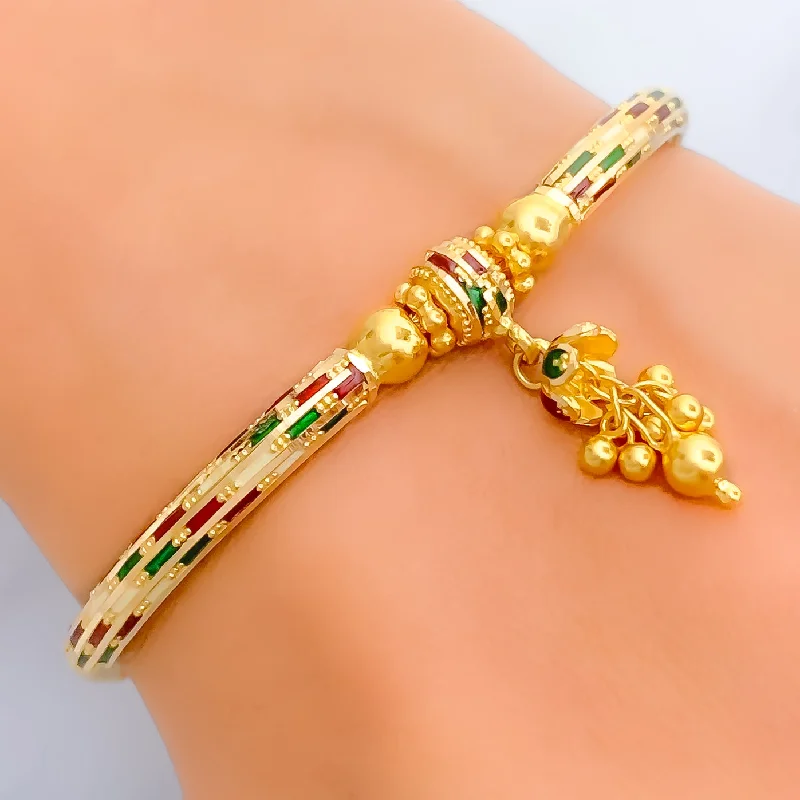 Women’s luxurious bracelets-Attractive Multi-Color 22k Gold Bracelet