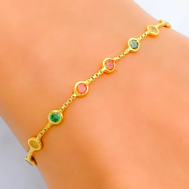 Women’s chunky bracelets-Trendy Distinct 22k Gold CZ Bracelet