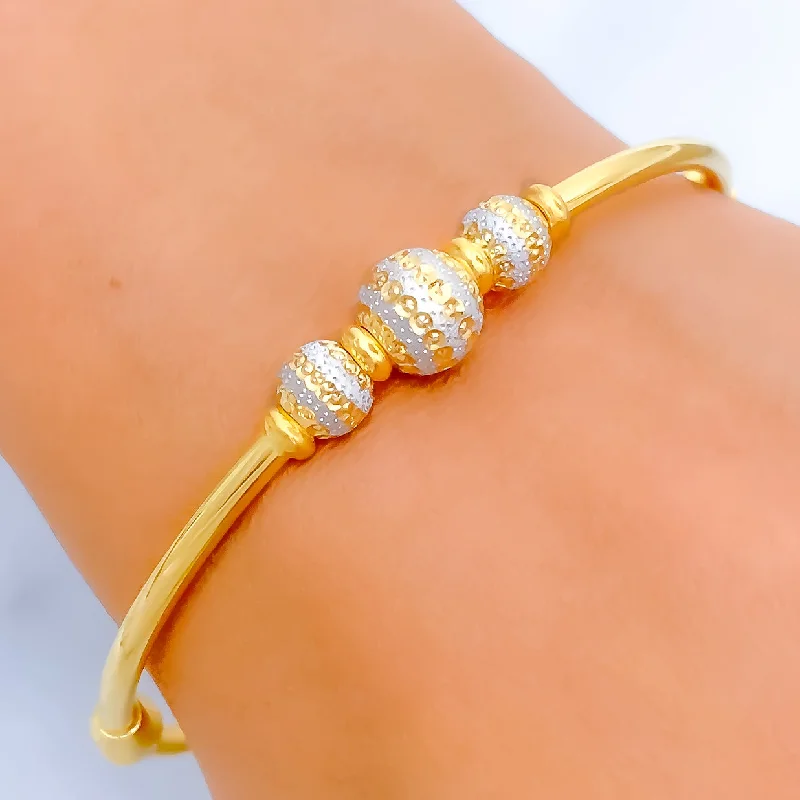 Women’s braided bracelets-Elegant Two-Tone Orb 22k Gold Bangle Bracelet