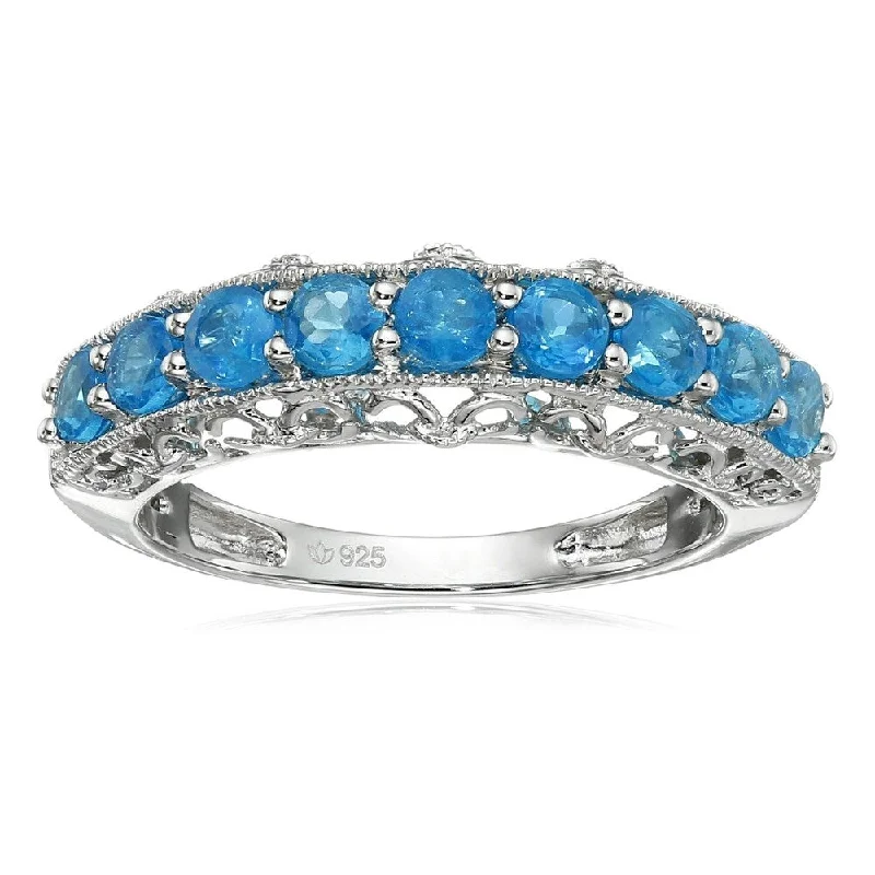 Women’s radiant diamond rings-Sterling Silver Apatite Stackable Band Ring