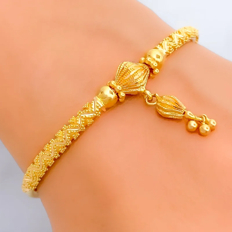 Women’s beaded bangles-Beautiful Dangling 22k Gold Bracelet