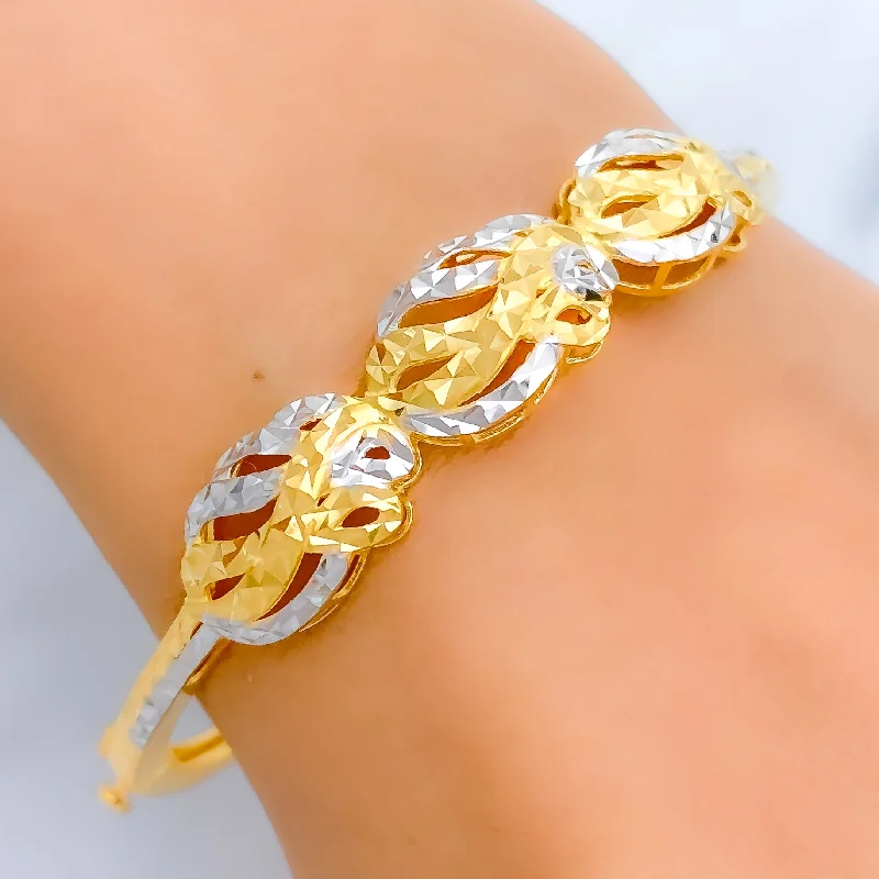 Women’s gold bracelets-Dazzling Wavy 22k Gold Bangle Bracelet