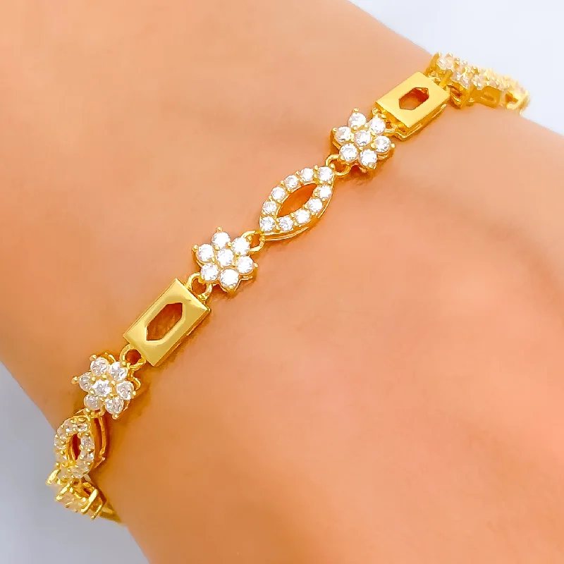 Women’s classic charm bracelets-Sparkling Radiant 22k Gold CZ Bracelet