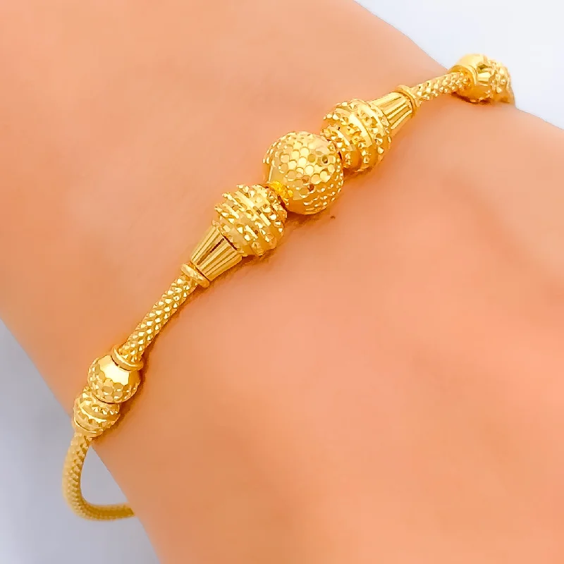 Women’s fashion bracelets-Delightful Beadwork 22k Gold Bangle Bracelet