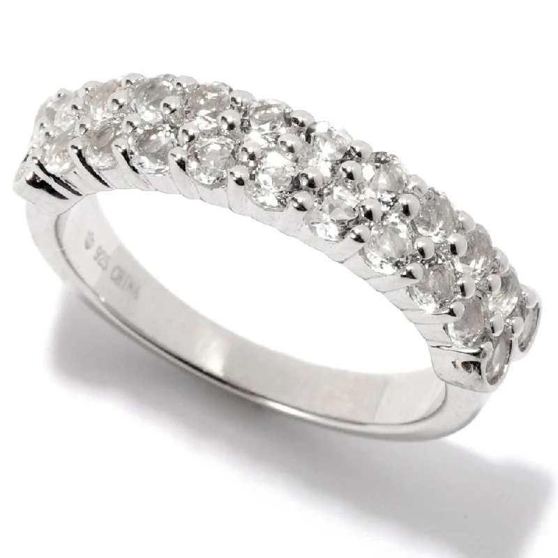 Women’s thin bands rings-Rhodium Over Sterling Silver 1.35ctw White Topaz Ring