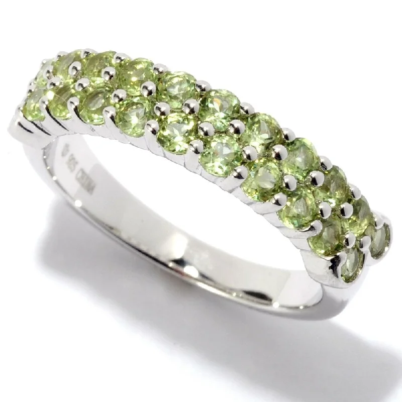 Women’s romantic rings-Rhodium Over Sterling Silver 1.2Ctw Peridot Band Ring