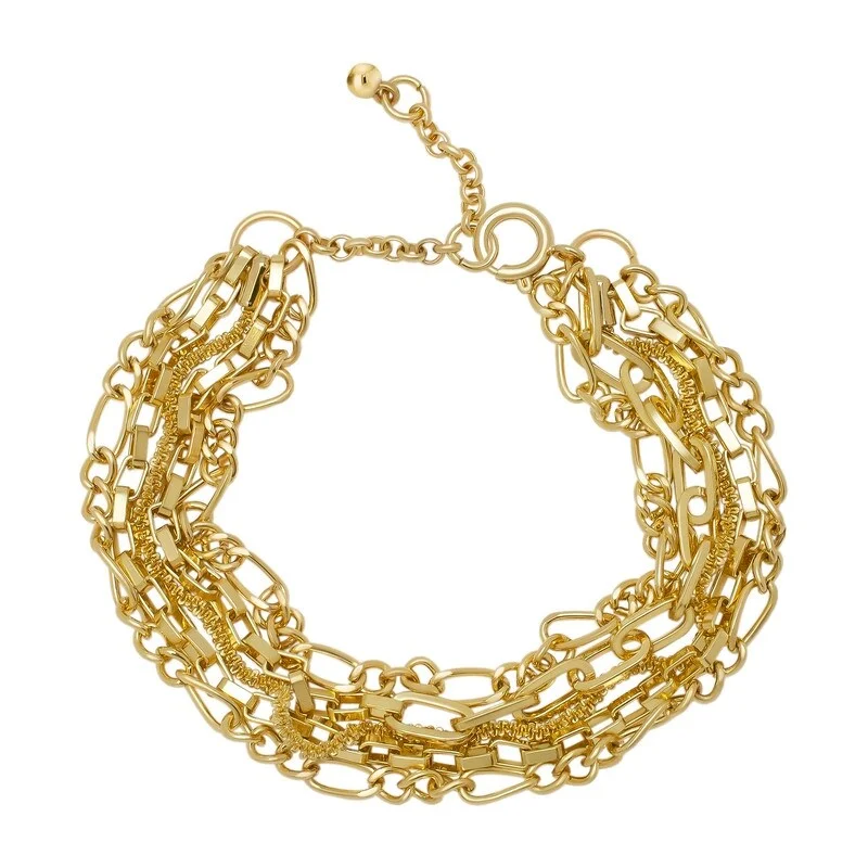 Women’s nature-inspired bangles-Victoria Townsend Yellow Gold Plated 5 Row Link Bracelet