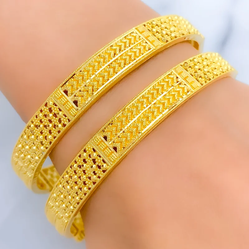 Women’s chunky bangles-Ritzy Multi-Bead 22k Gold Bangles