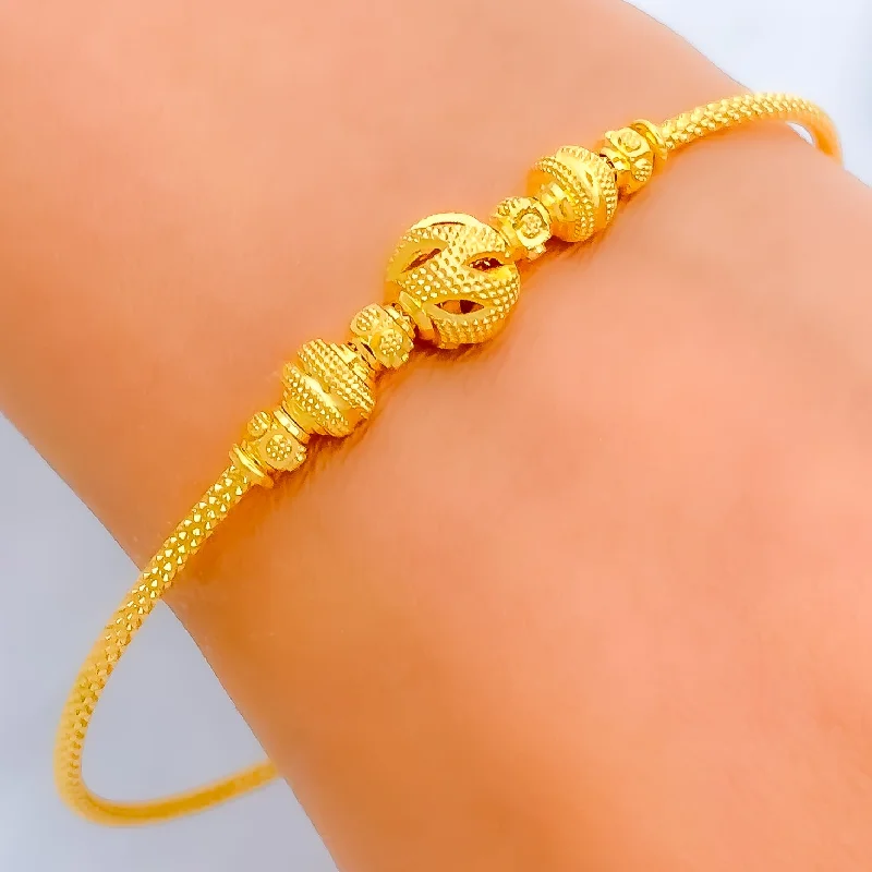 Women’s bangles sets-Lush Leaf Orb 22k Gold Bangle Bracelet