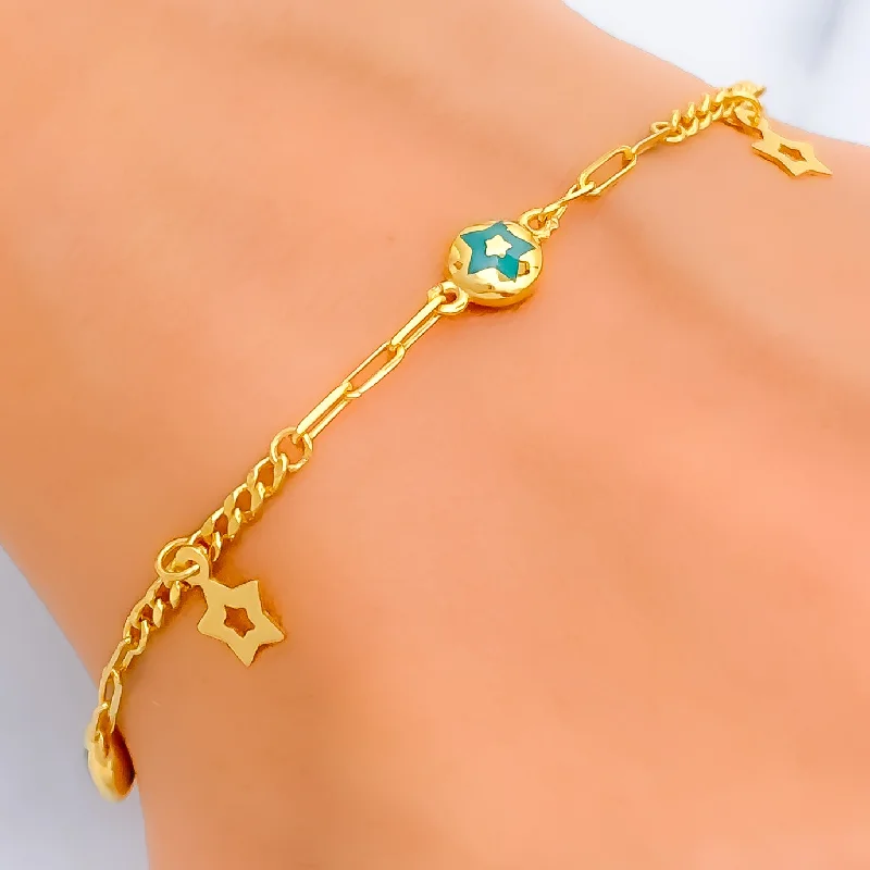 Women’s diamond-studded bracelets-Chic Upscale Star 21k Gold Bracelet