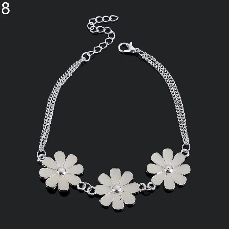 Women’s silver bracelets-Creative Glow In The Dark Luminous Bracelet Star Love Heart Flower Bangle Jewelry - no