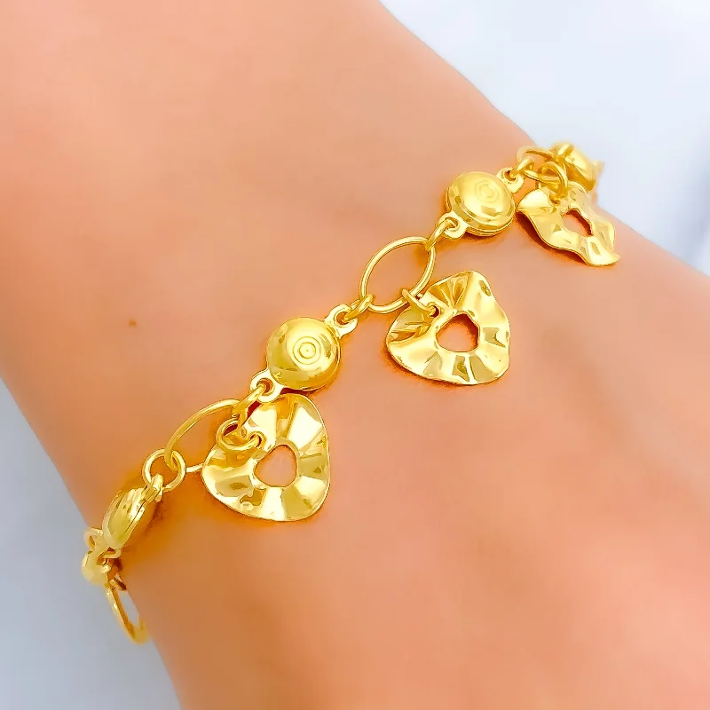 Women’s chunky bangles-Contemporary Abstract Charm 22k Gold Bracelet