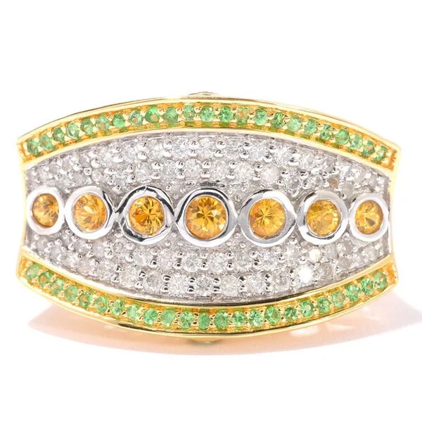 Women’s trendy rings-Gold over Silver Gemstone and 1/2ct TDW Diamond Ring (H-I, I1-I2)