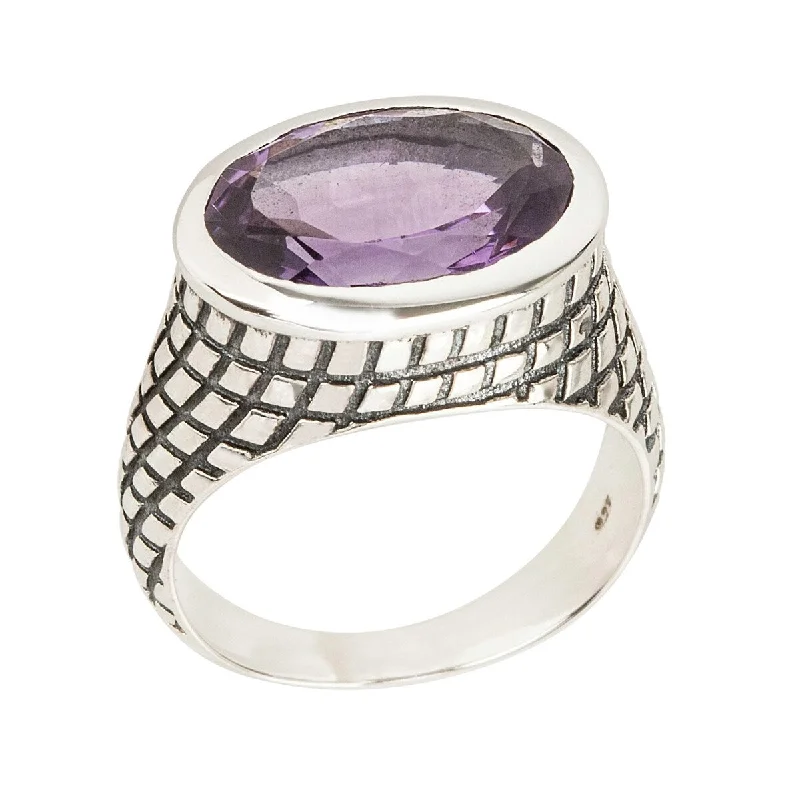 Women’s statement rings-925 Sterling Silver Brazilian Amethyst Gemstone Solitaire Ring