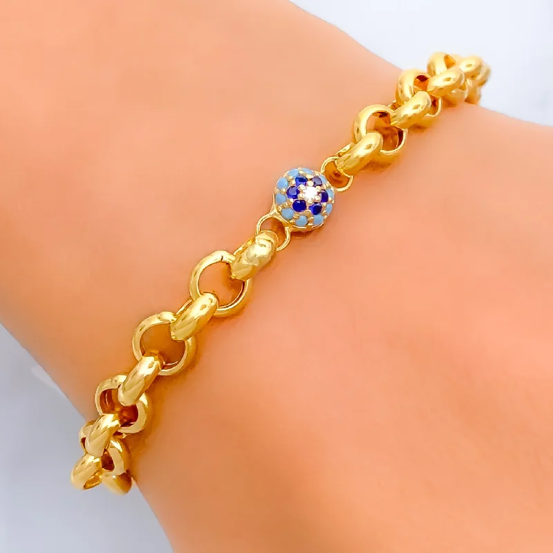 Women’s statement bracelets-Bold Poised 22k Gold CZ Bracelet