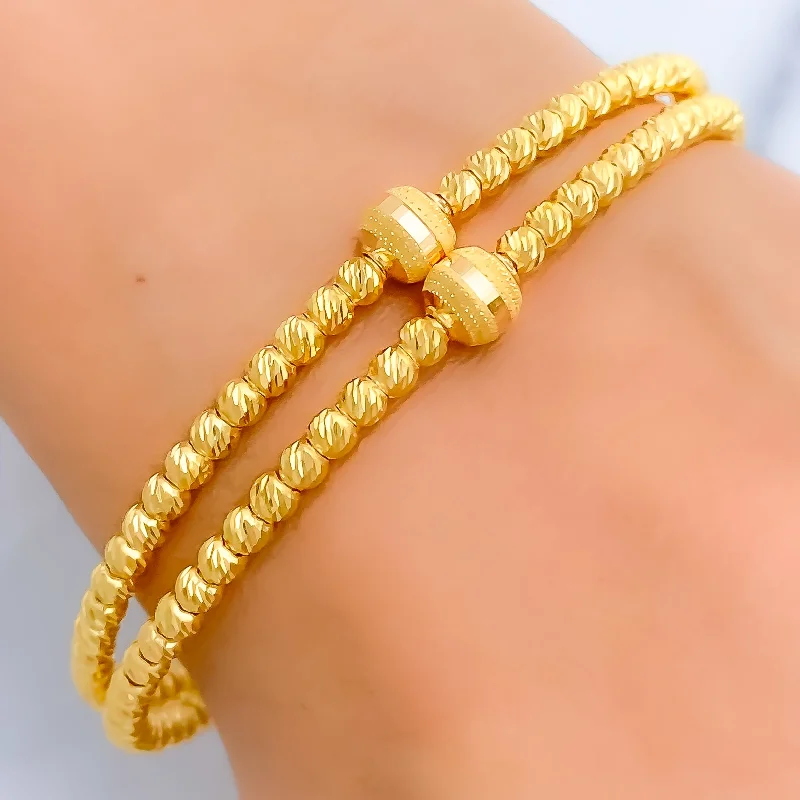 Women’s adjustable bracelets-Luscious Dual Finish Bangle Bracelet