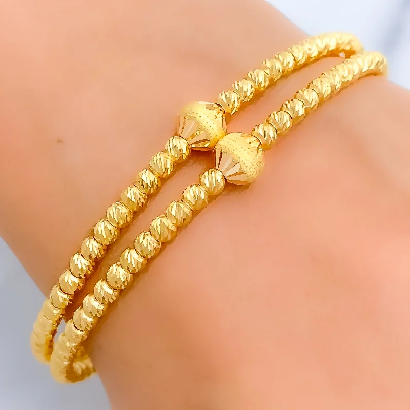 Women’s friendship bracelets-Exquisite Matte Orb 22k Gold Bangle Bracelet