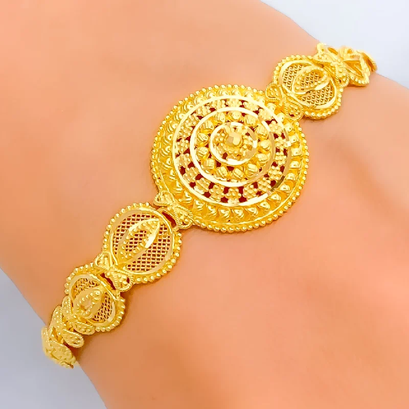 Women’s unique bangles-Opulent Round 22k Gold Bracelet