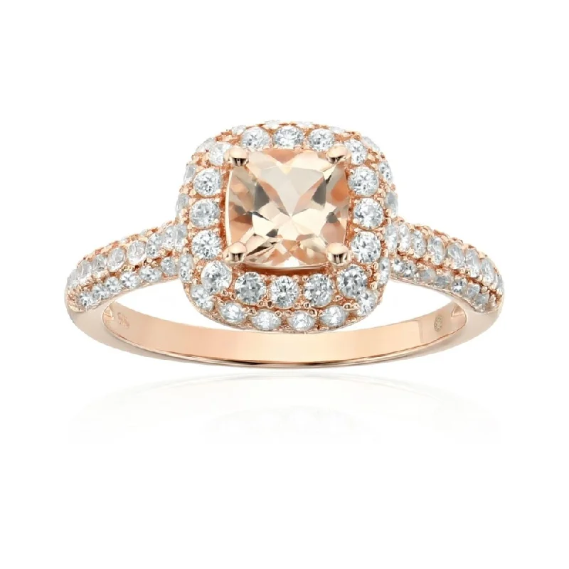 Women’s classic rings-Rose Gold-Plated Silver Morganite Ring