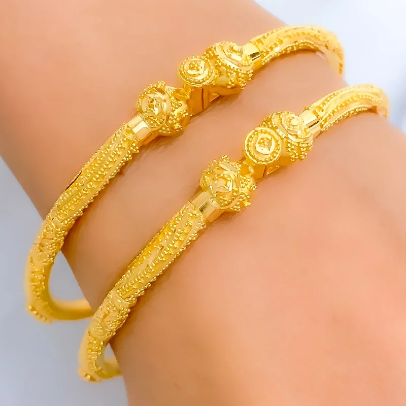 Women’s nature-inspired bangles-Radiant Gold Pipe Bangles