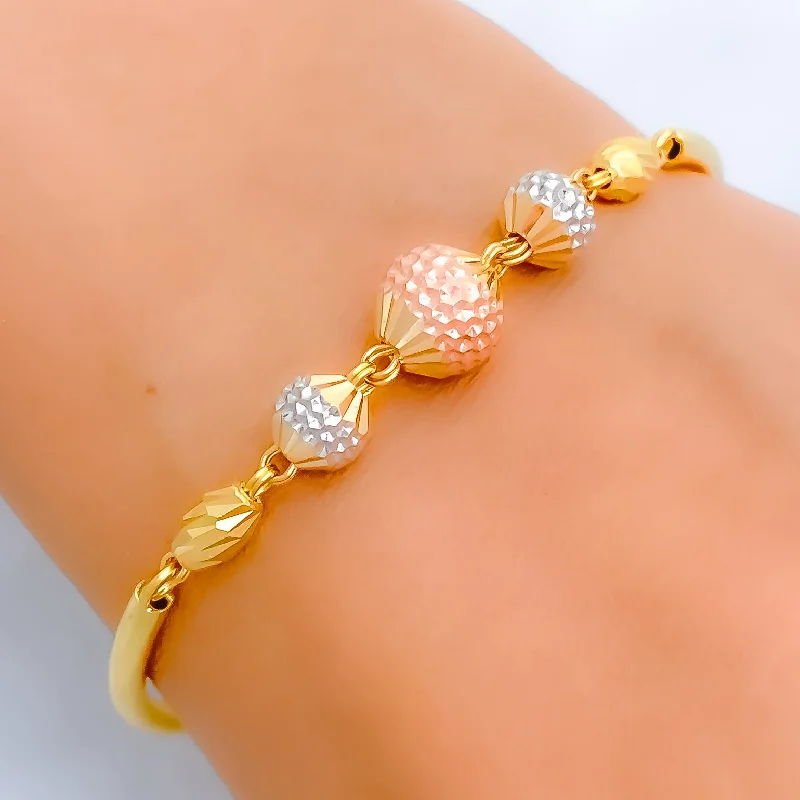 Women’s luxury bracelets-Bright Fancy Orb 22k Gold Bangle Bracelet