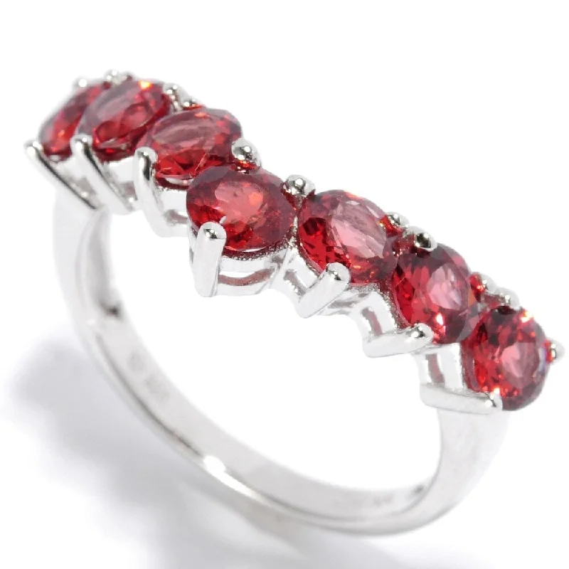 Women’s geometric rings-Sterling Silver Red Garnet Stack Ring