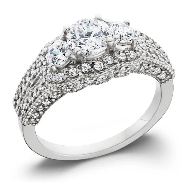 Women’s statement rings-14k White Gold 2 1/4ct TDW Pave-set Diamond Ring