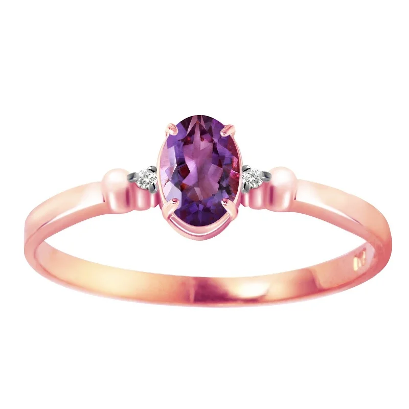 Women’s amethyst rings-0.46 Carat 14k Rose Gold Amethyst Gemstone Ring w/ Diamond Accents