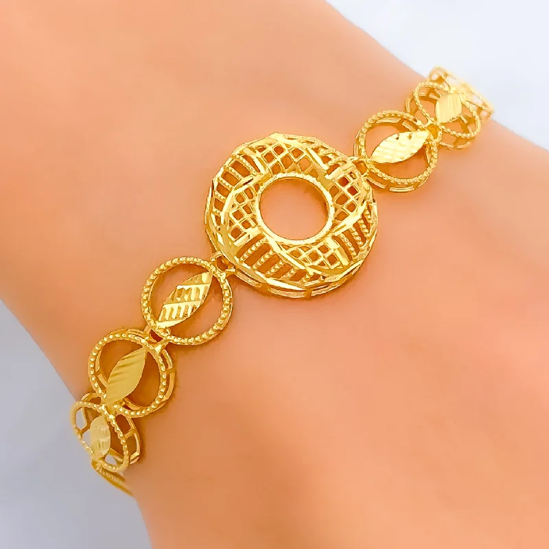 Women’s fashion bracelets-Majestic Glowing 21k Gold Bracelet