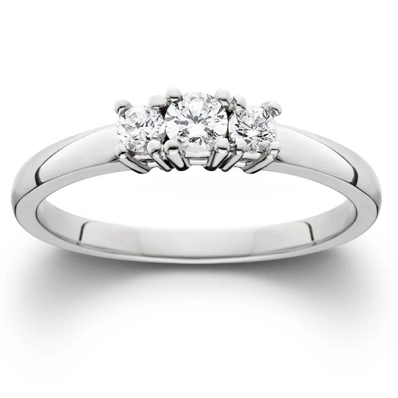 Women’s men’s rings for women-1/2ct Three Stone Diamond Ring White Gold