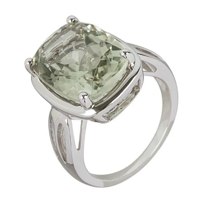 Women’s halo rings-925 Sterling Silver Green Amethyst Ring