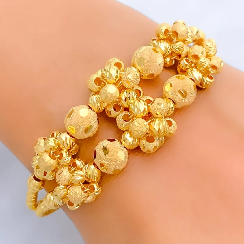 Women’s multi-strand bracelets-Extravagant Blooming 21k Statement Bangle Bracelet