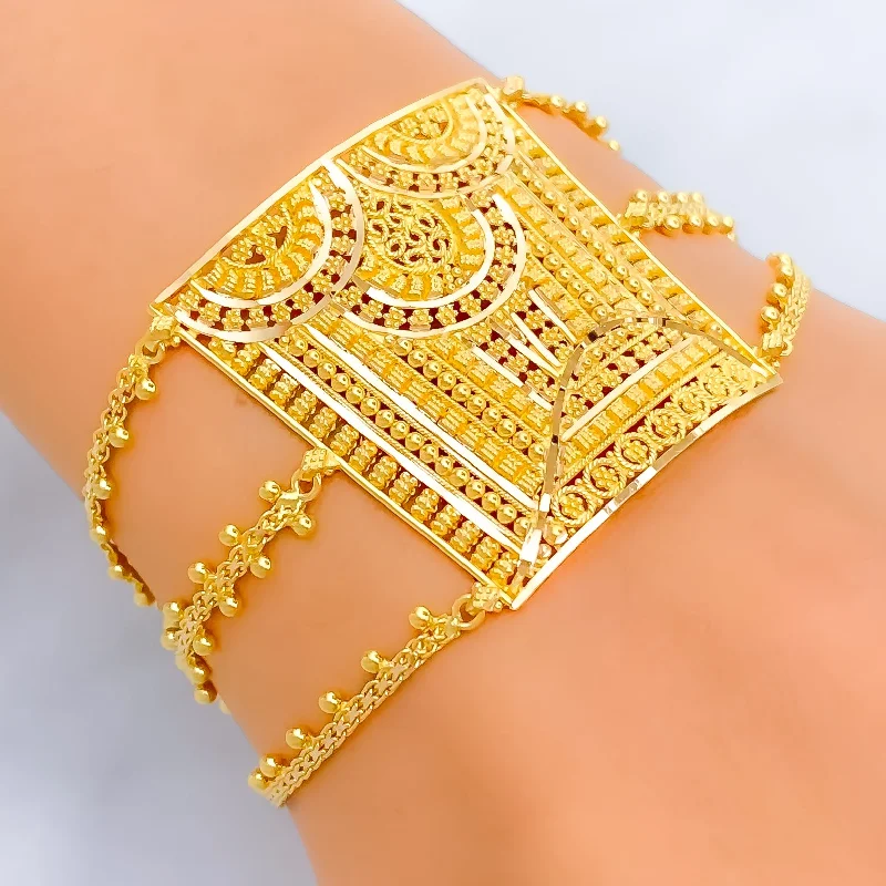 Women’s handmade bracelets-Regal Refined 22k Gold Statement Bracelet