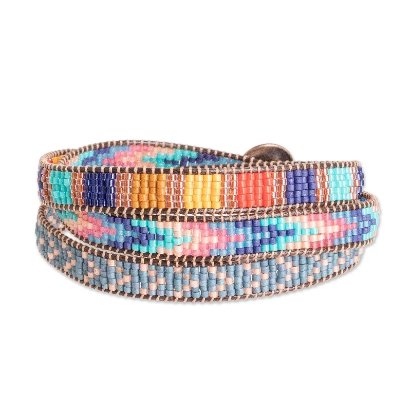 Women’s cuff bracelets-Novica Handmade Streets Of Antigua Glass Beaded Wrap Bracelet