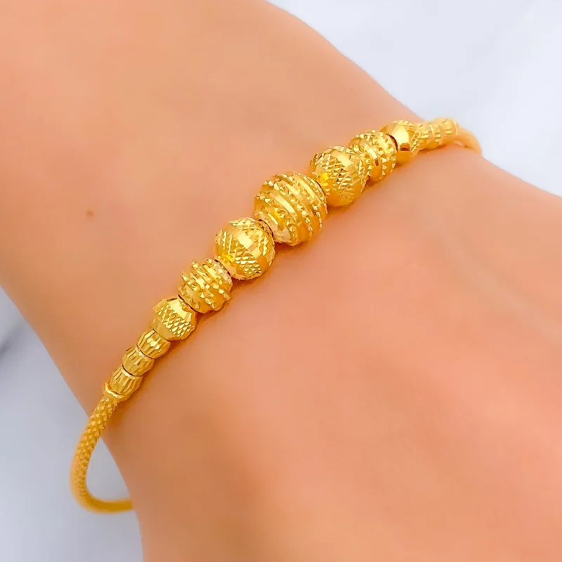 Women’s bangles sets-Graceful Striped 22k Gold Bangle Bracelet