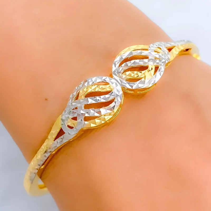 Women’s floral bracelets-Fashionable Dual Tone 22k Gold Bangle Bracelet