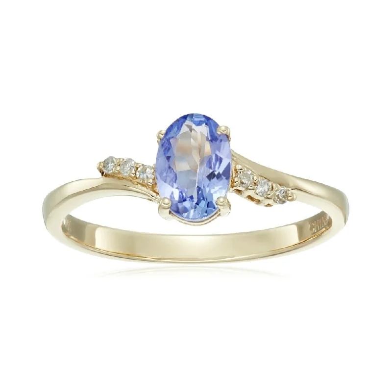 Women’s name rings-10k Yellow Gold Tanzanite and Diamond Classic Ring, Size - 7