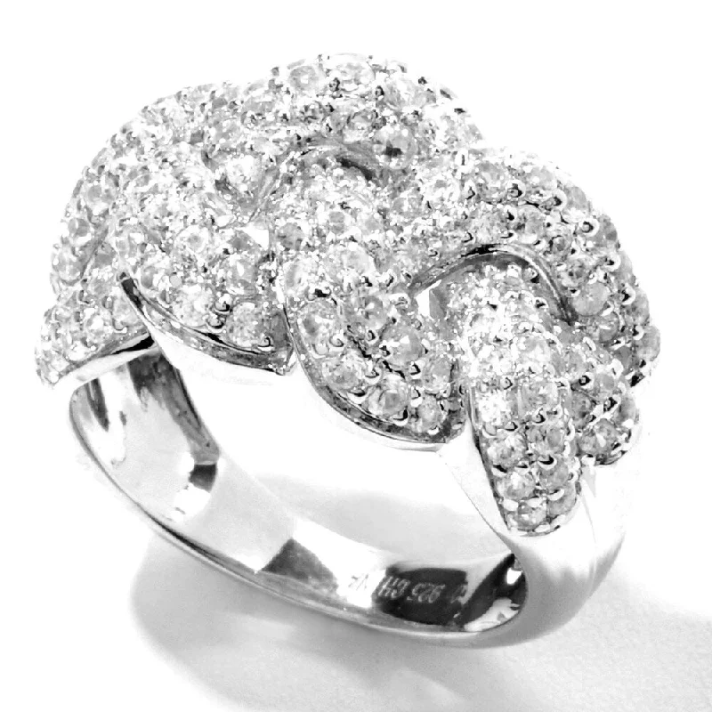 Women’s engraved rings-Sterling Silver 2.55Ctw White Natural Zircon Band Ring