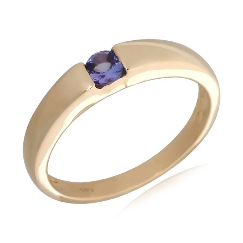 Women’s amethyst rings-14K Yellow Gold Tanzanite Band Ring