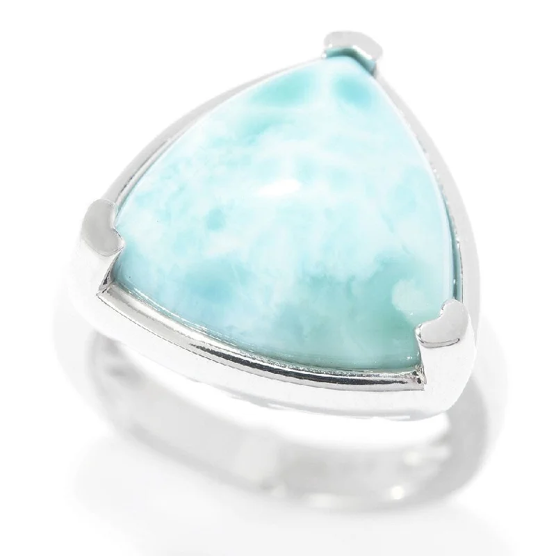 Women’s silver gemstone rings-925 Sterling Silver Larimar Ring