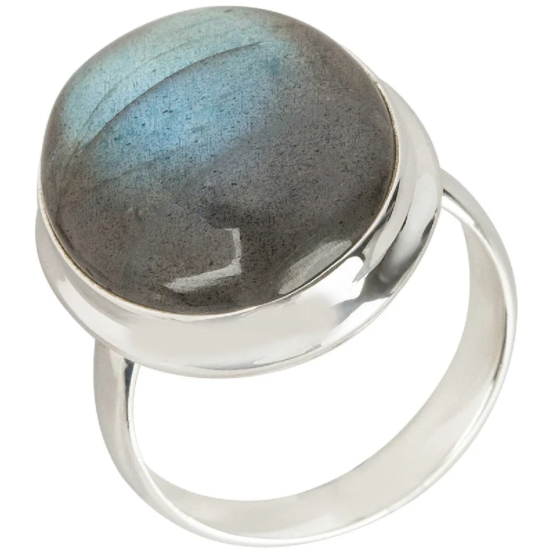 Women’s nature-inspired rings-925 Sterling Silver Labradorite Gemstone Solitaire Ring