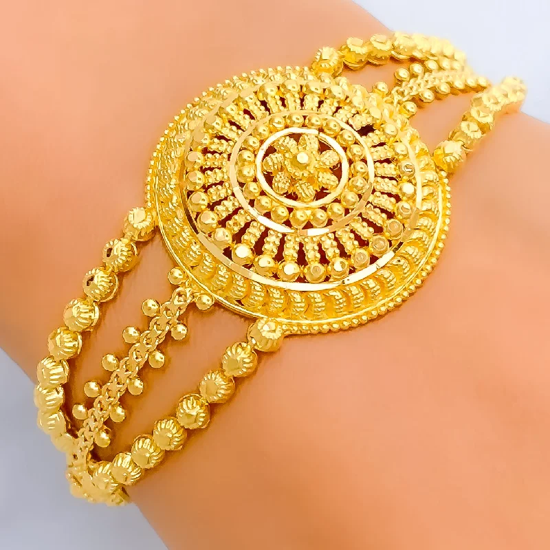 Women’s beaded bracelets-Extravagant Dual Layered 22k Gold Bead Bracelet