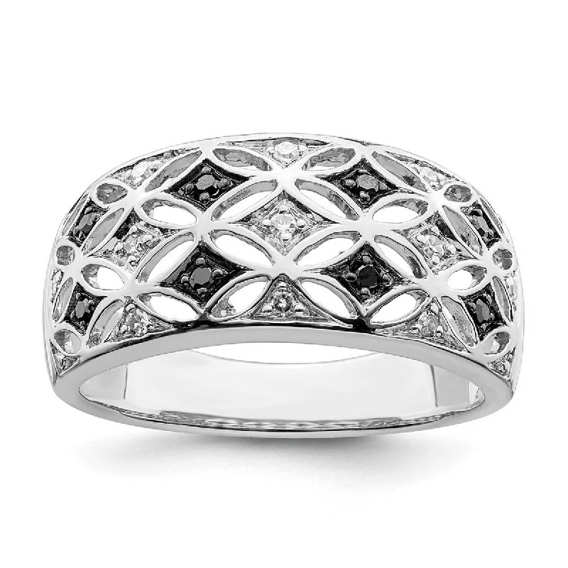 Women’s princess cut rings-Curata 925 Sterling Silver Rhodium Plated Back and White Diamond Ring