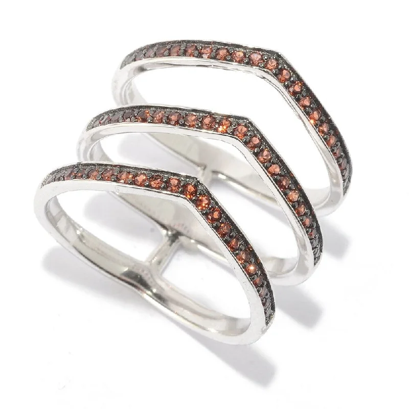 Women’s midi rings-Rhodium Over Sterling Silver 0.3Ctw Red Garnet Ring