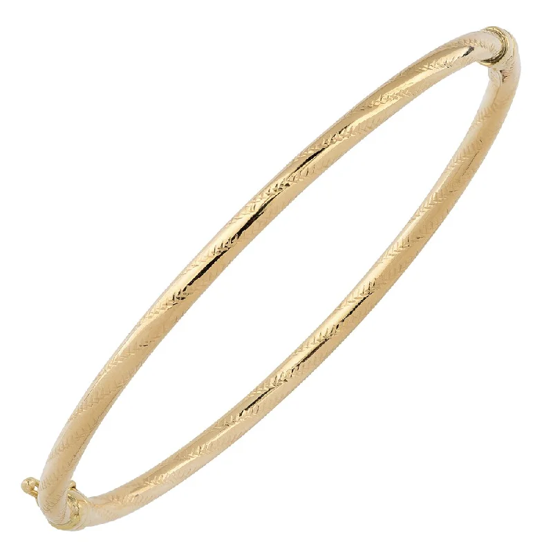 Women’s adjustable gold bracelets-Fremada 10k Yellow Gold 3mm Polished and Textured Bangle