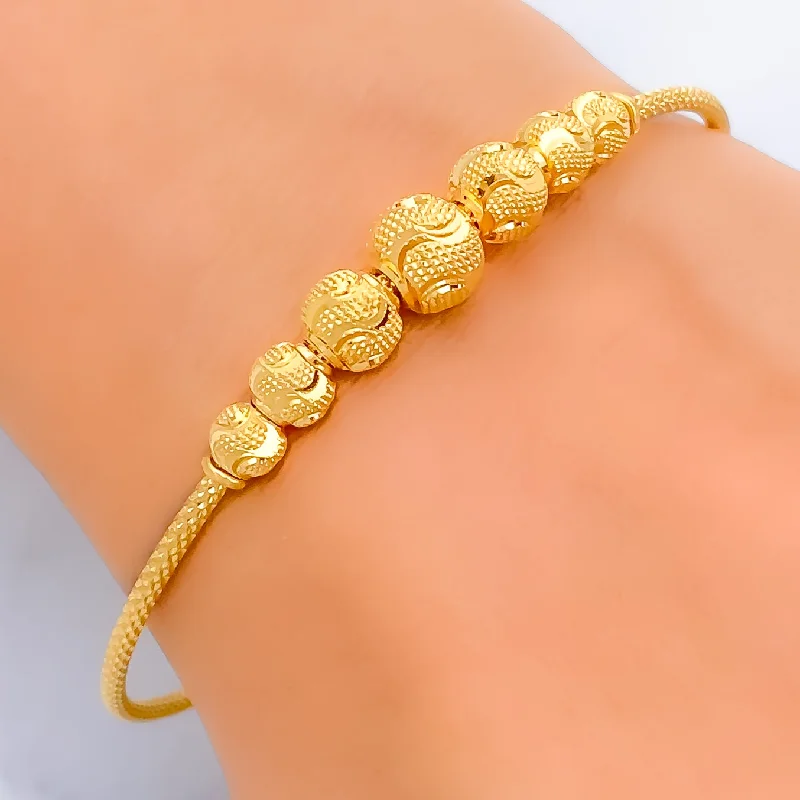 Women’s stackable bracelets-Shimmering Vibrant 22k Gold Bangle Bracelet