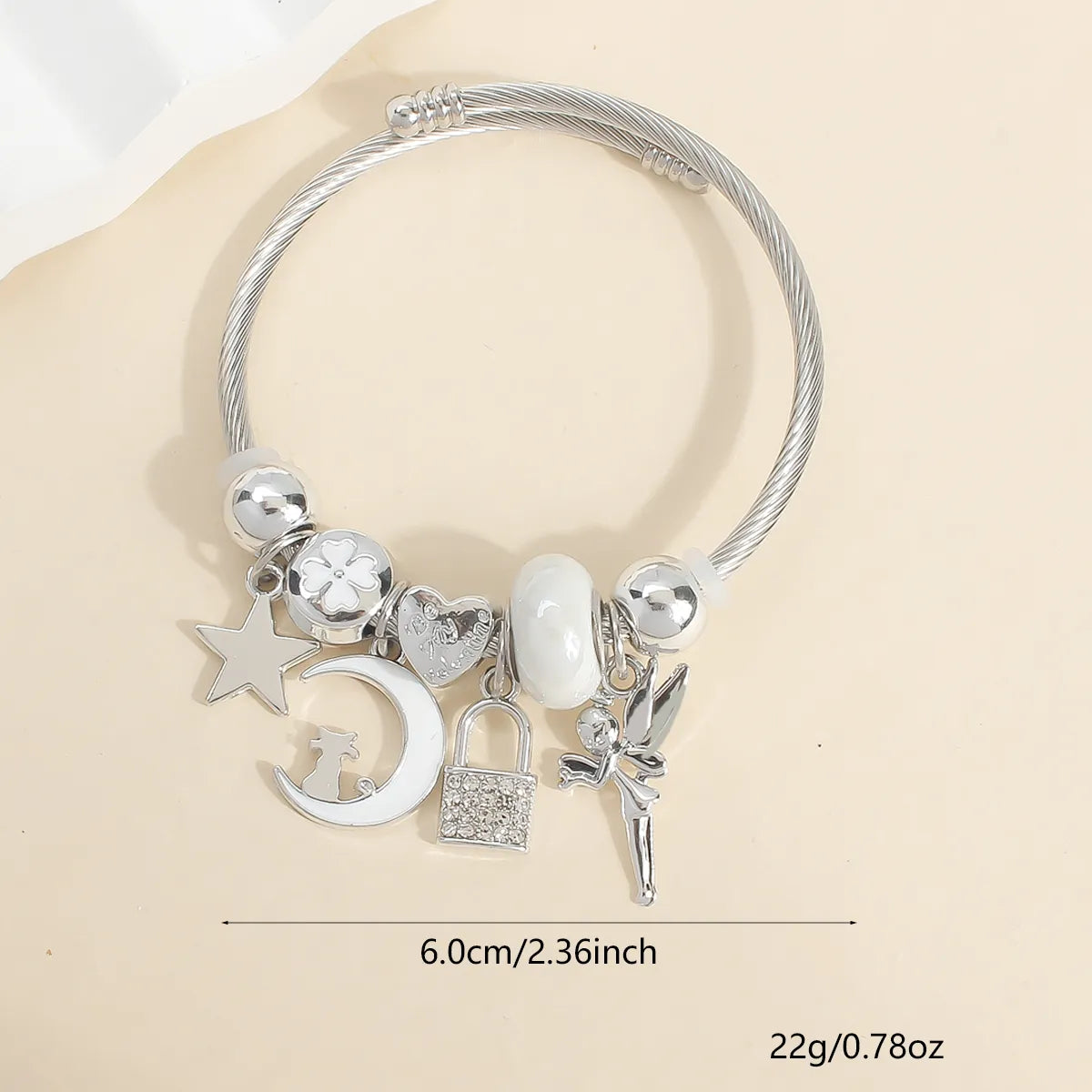 Star Moon Lock Angel White